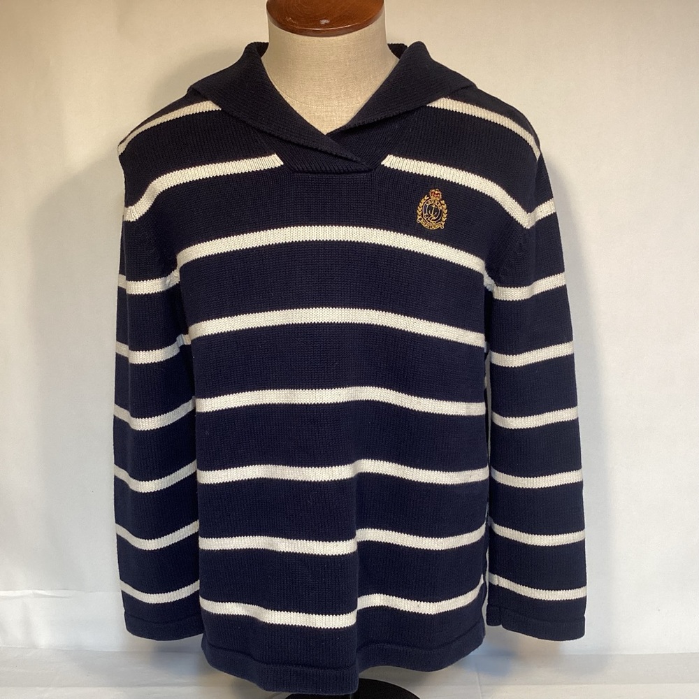 Lauren Ralph Lauren Navy Blue and White Striped Sailing Sweater Men’s Size XL